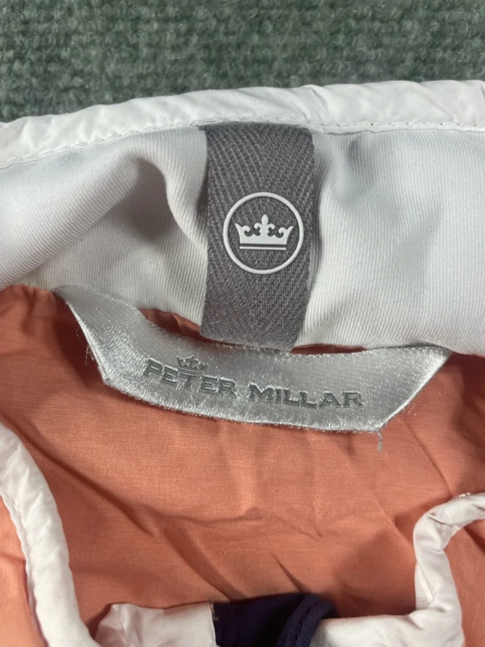 Peter Millar Peach, Navy & White Quilted Vest — Colorblock Style - Picture 2 of 13